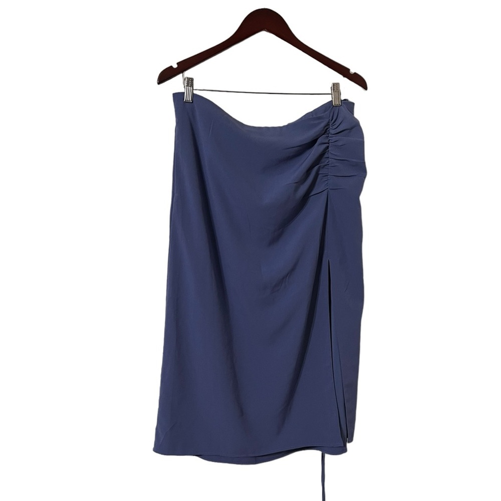 ABERCROMBIE & FITCH Blue Wrap Slit Midi Skirt - Picture 3 of 7
